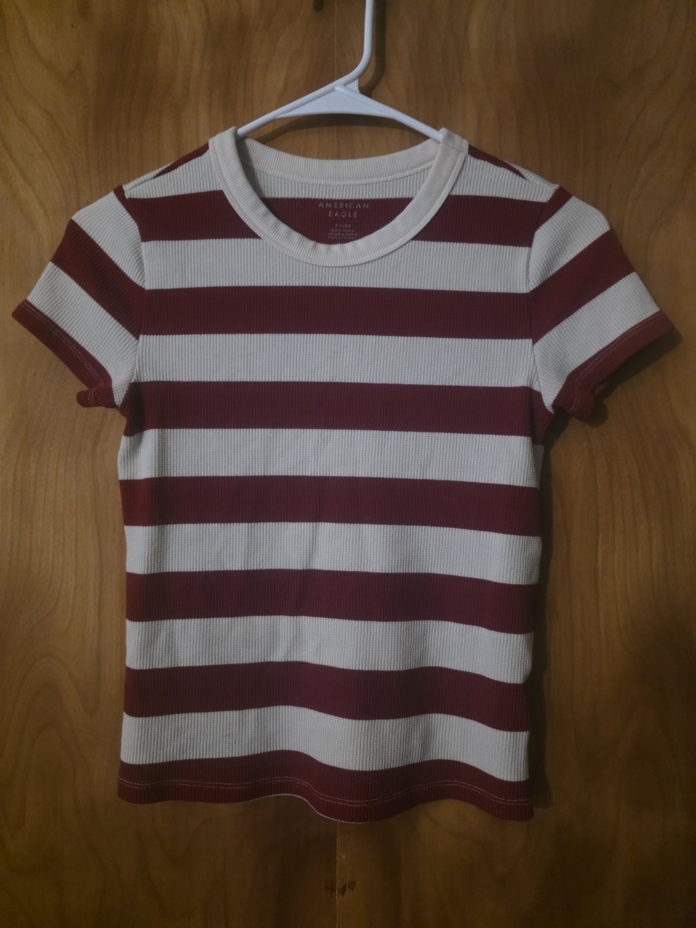 American Eagle Outfitters Kids Short Sleeve Striped Tee - Maroon & White